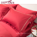 High Quality Hotel Bedding Linen Supplier 100% 60s Cotton Plain White Bed Sheets Set frame embroidery